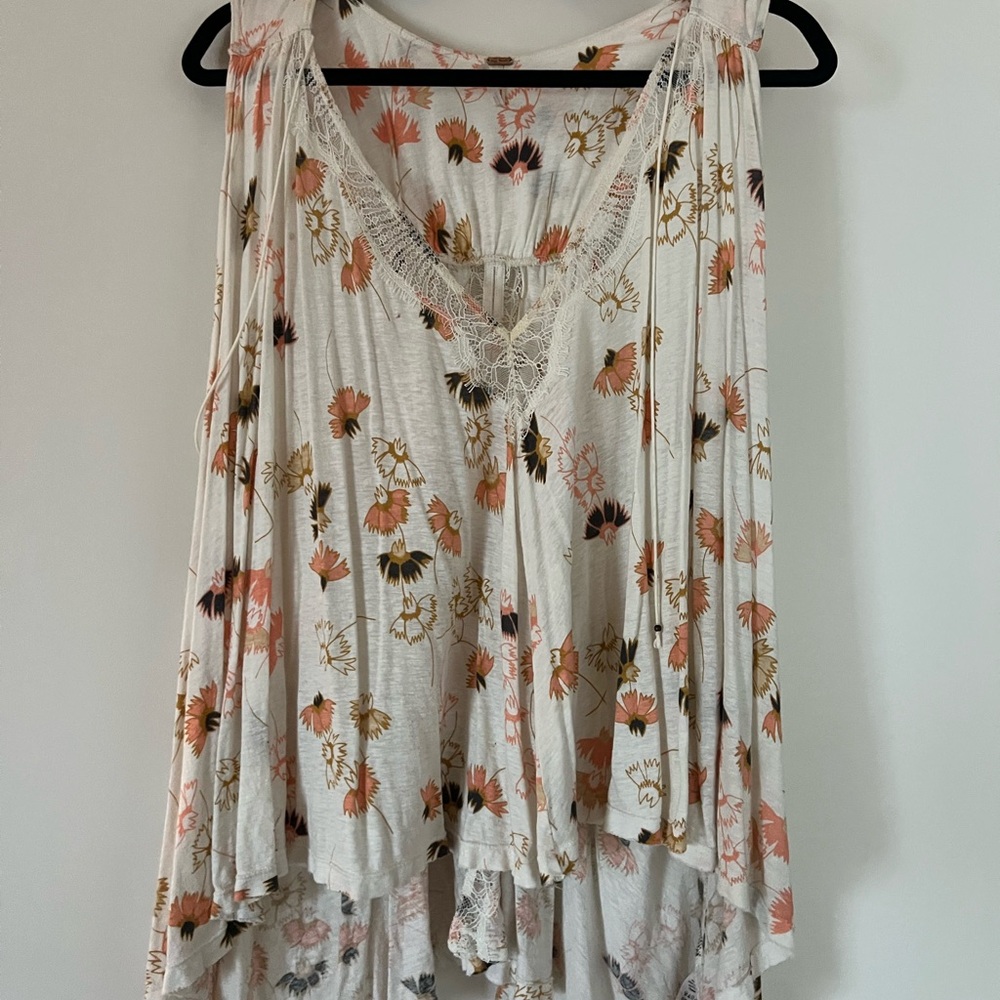 Free People Floral Print Lace Blouse